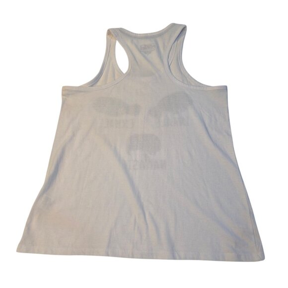 Save The Chubby Mermaids Juniors Tank Top Size L Manatee Florida Namaste White - Picture 2 of 8